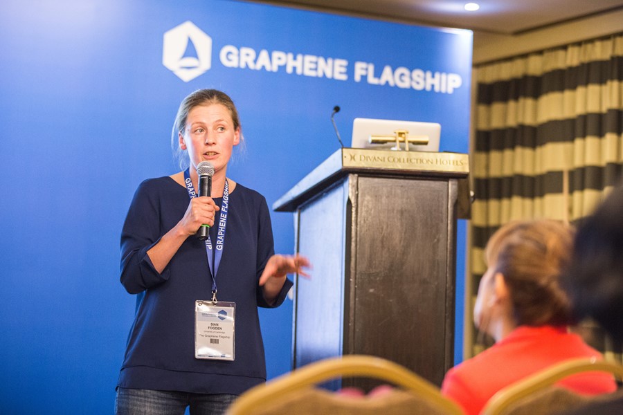 Sian Fogden speaking at the Women in Graphene session at Graphene Week 2017