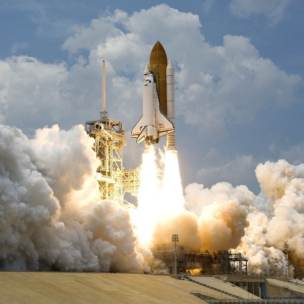 rocket lifts off to space