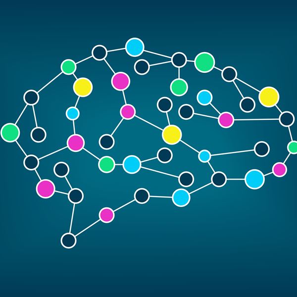 Connected dots and lines brain image