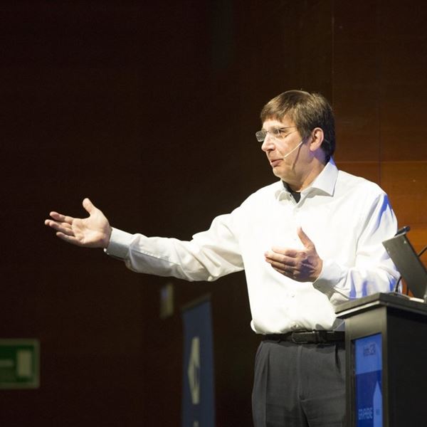 Andre Geim speaking at Graphene Week 2018 in San Sebastian, Spain.