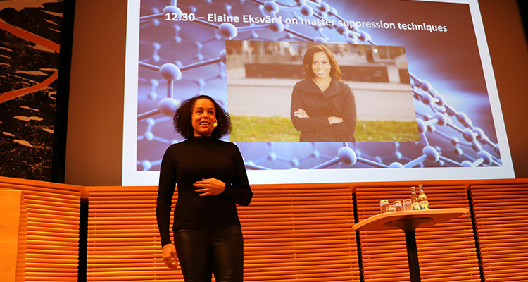 Elaine Eksvärd presented methods to master suppression techniques at the Graphene Flagship's Women in Graphene and Science workshop.