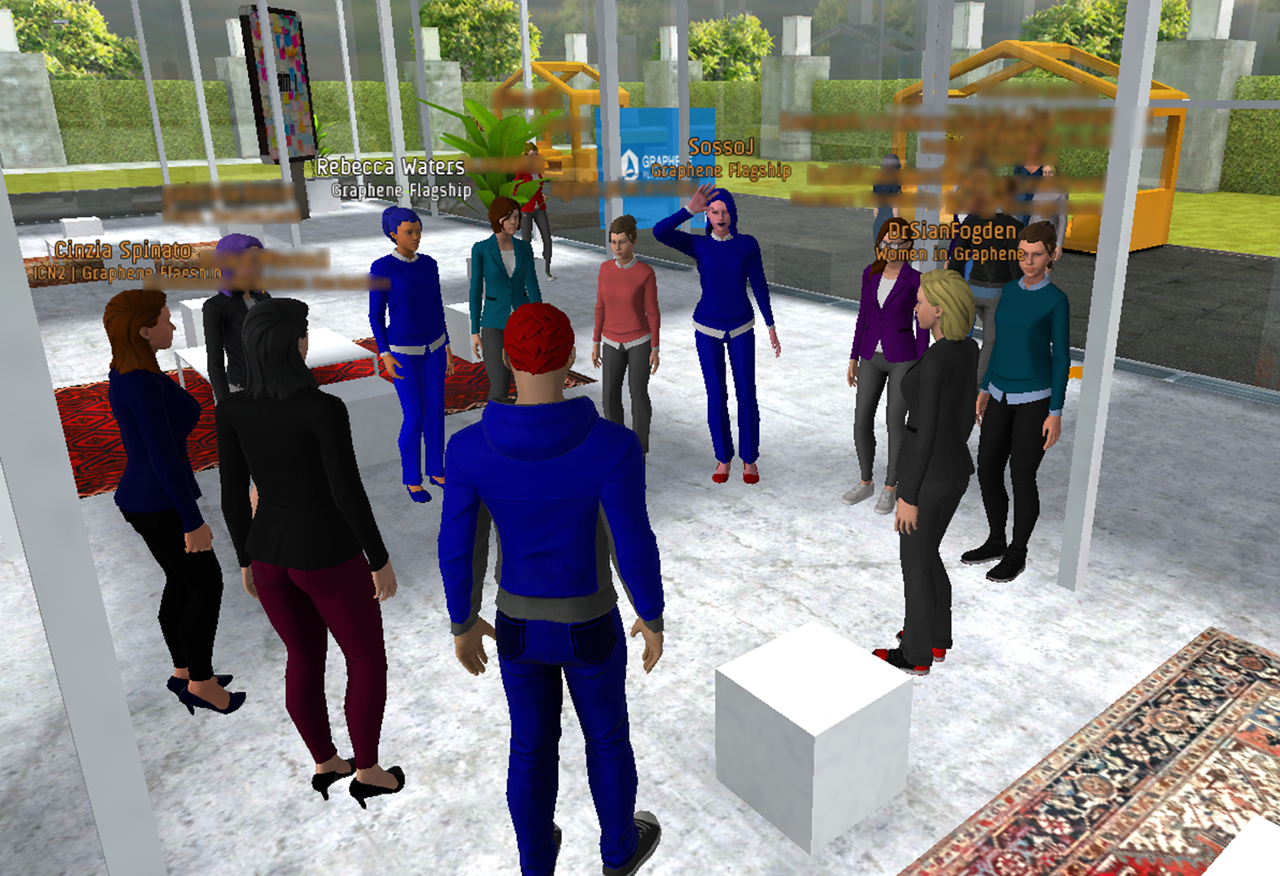 Attendees at a virtual Diversity in Graphene conference mingle during the networking session