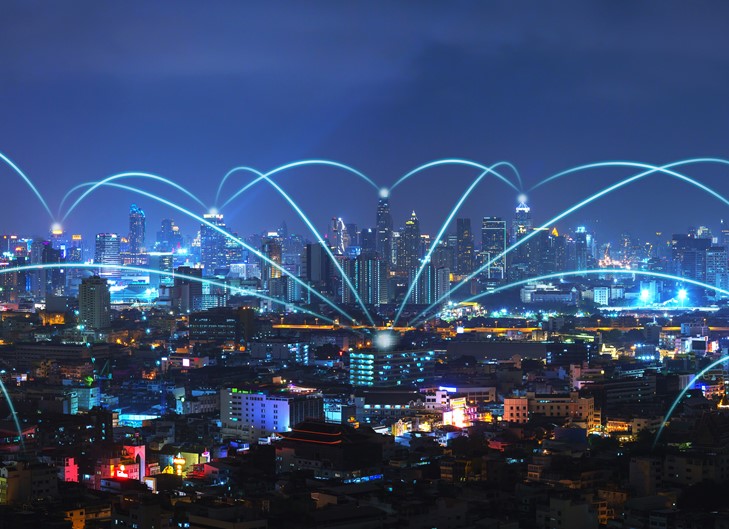 Communication and internet network connect in smart city. 