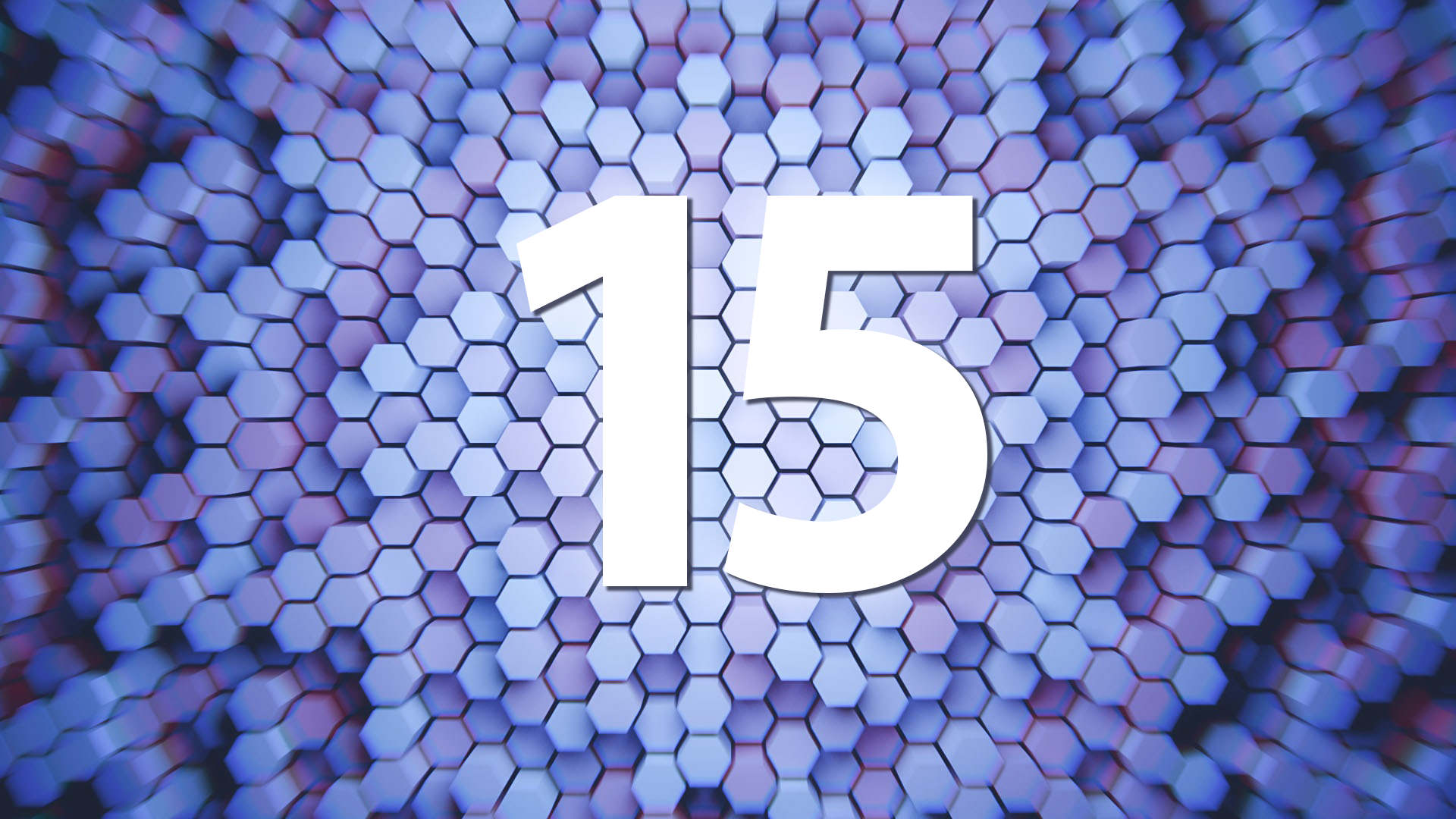 Number 15 with hexagon background