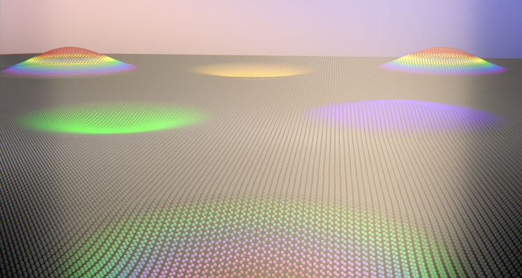 Artist's impression of graphene balloons showing colors.