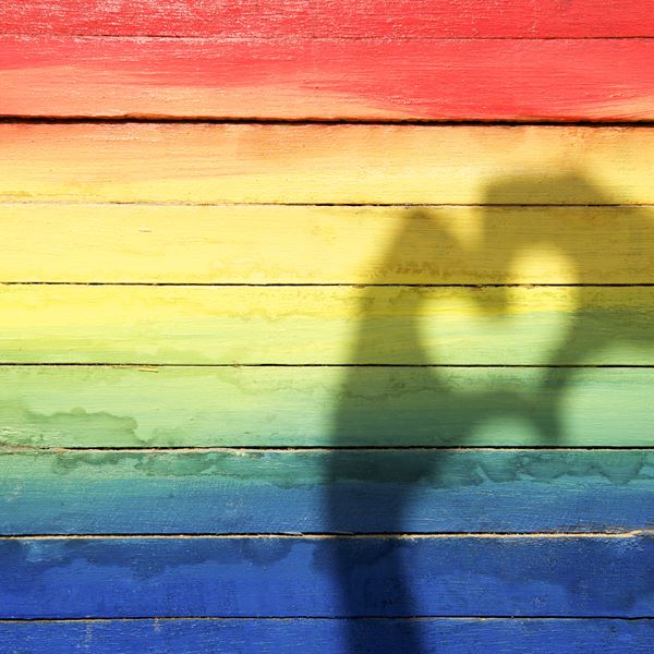love heart on rainbow background