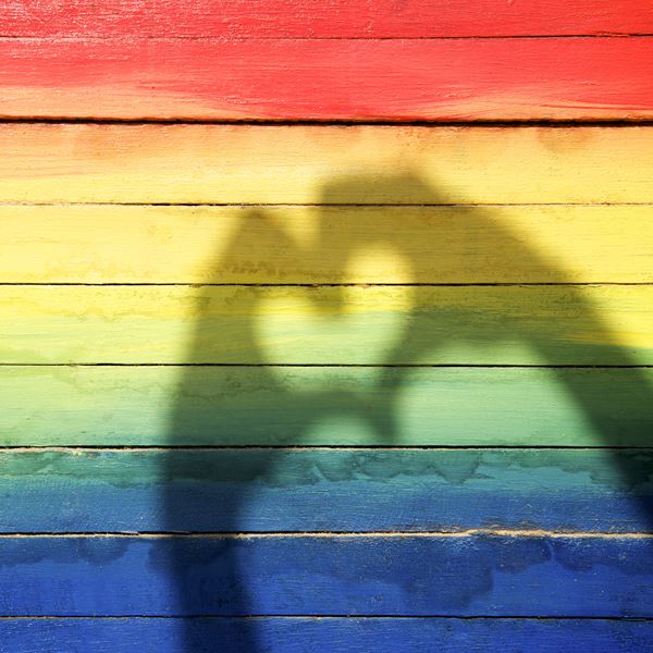 love heart on rainbow background