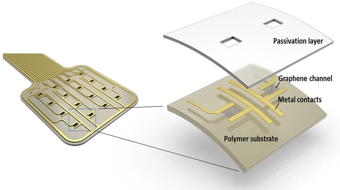 Probe layout with graphene