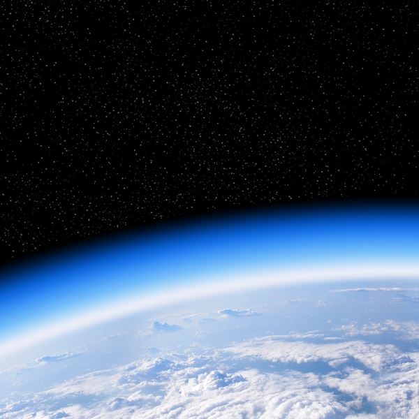 dark sky with stars view of earth from space