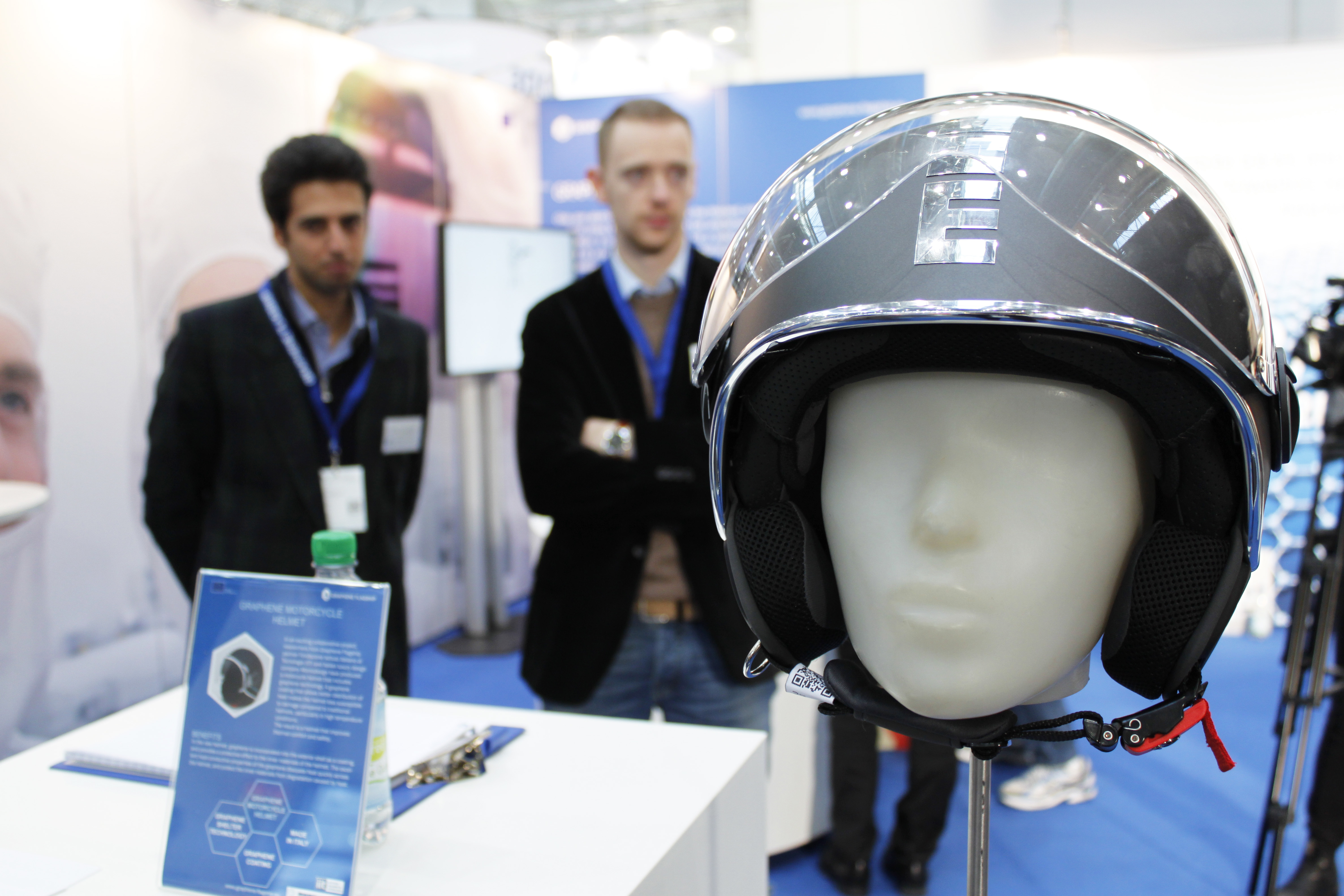 A motorcycle helmet made with graphene composite materials