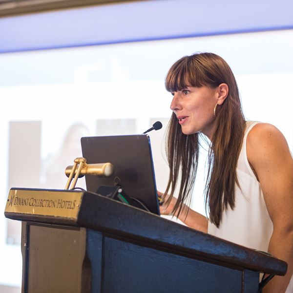 Emilie Klecha speaking at the Graphene Week 2017 Women In Graphene session