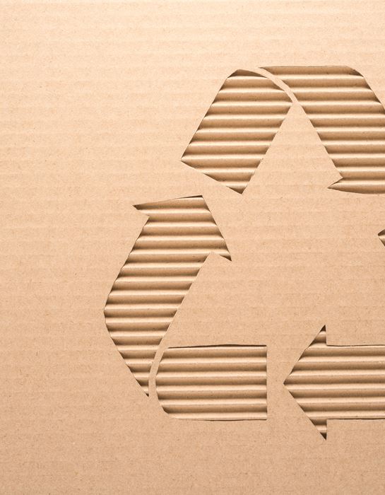 Beige recycle symbol on beige background