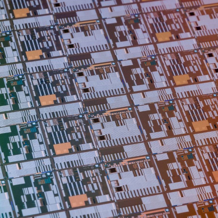 close-up silicon wafer with integrated graphene