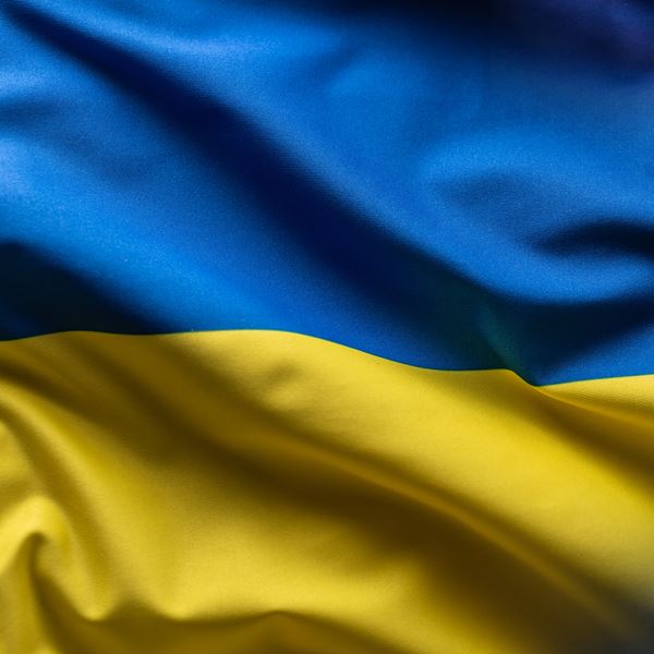 Ukrainian flag fading into EU flag