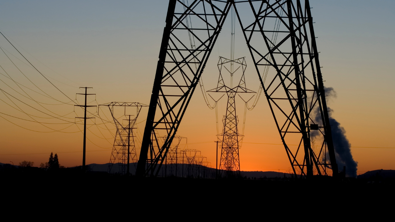 powerlines in sunset