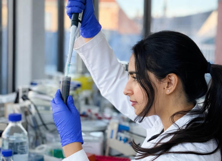 Teissir Ben Ammar, Graphene Week 2025 poster winner, in the lab