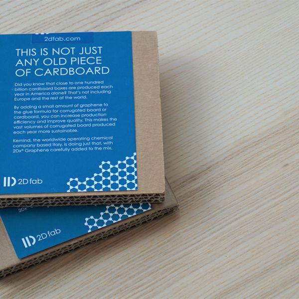 Corrugated cardboard sample with 2D fab's graphene