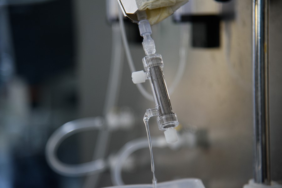 Lab-scale prototype of GRAPHIL filters under testing (credit Medica SpA)